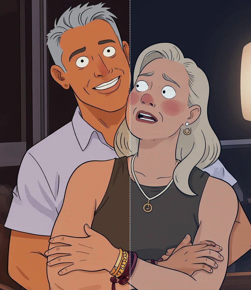 Image of split view of deyellowed image